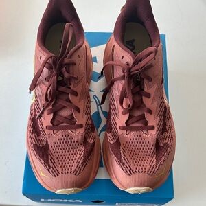 Hoka Women's Athletic Shoes - Burgundy and Gold